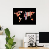 Weltkarte mit Streifen Poster (Heimbüro)