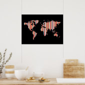 Weltkarte mit Streifen Poster (Küche)