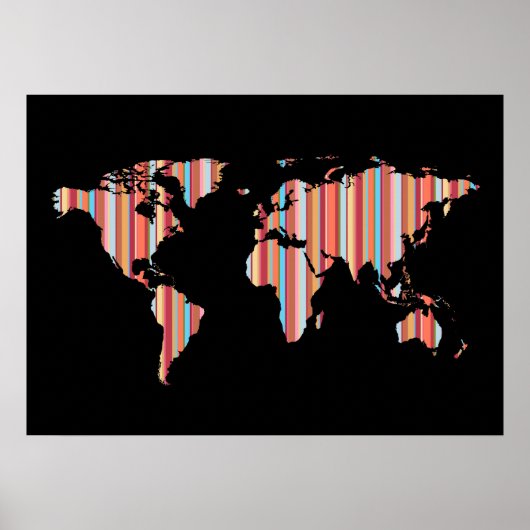 Weltkarte mit Streifen Poster (Vorne)