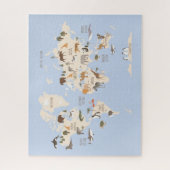 Weltkarte mit Tieren Puzzle (Vertikal)