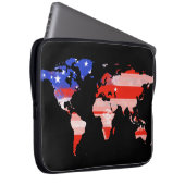Weltkarte mit US-Flagge Laptopschutzhülle (Vorne Rechts)