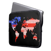 Weltkarte mit US-Flagge Laptopschutzhülle (Vorderseite Links)