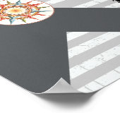 Weltkarte mit Zickzack Streifen Poster (Ecke)