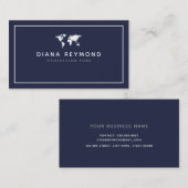 Weltkarte Moderne Beruflich dunkelblau Visitenkarte (Vorne/Hinten)