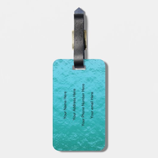 Weltkarte Monogram Aquamarin Blue Pink Gold Foil C Gepäckanhänger (Rückseite vertikal)