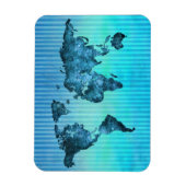 Weltkarte | Neon Blue Streifen Magnet (Vertikal)