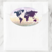 Weltkarte Ovaler Aufkleber (Tasche)
