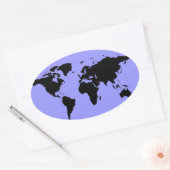 Weltkarte Ovaler Aufkleber (Umschlag)