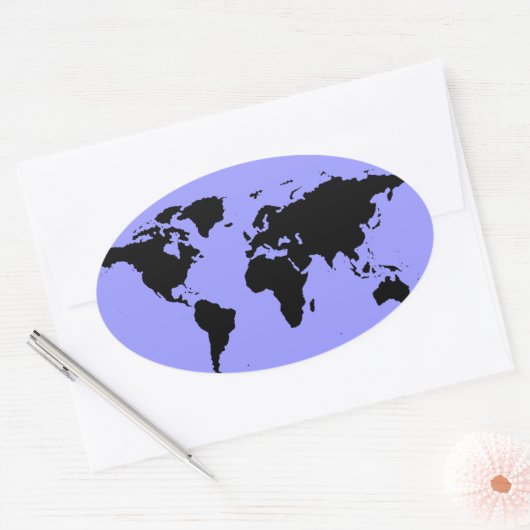 Weltkarte Ovaler Aufkleber (Umschlag)