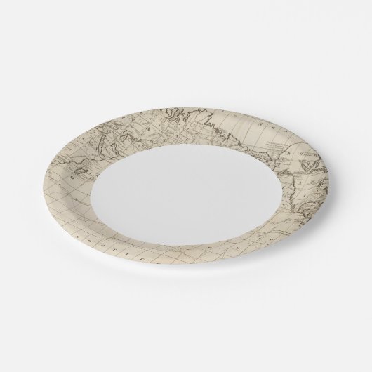 Weltkarte Pappteller (Schrägansicht)