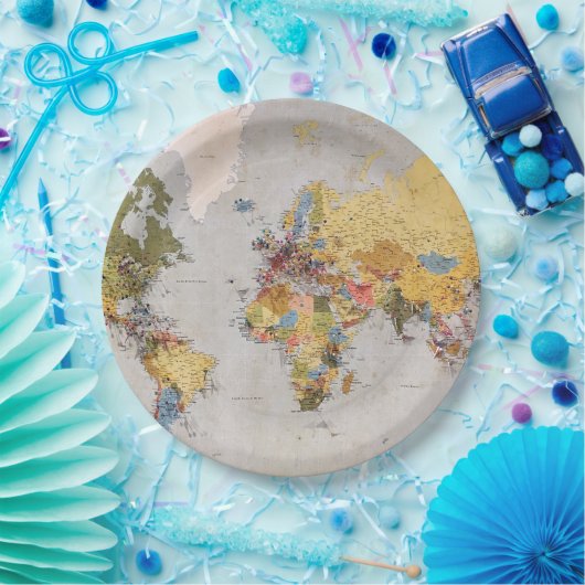 Weltkarte Pappteller (Party)