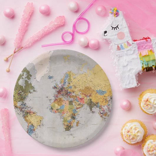 Weltkarte Pappteller (Party)