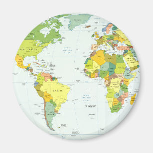 Weltkarte Politische Atlas Poster: Moderne Dekorat Magnet
