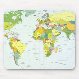Weltkarte Politische Atlas Poster: Moderne Dekorat Mousepad