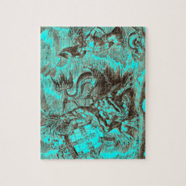 Weltkarte Poseidon Reitdelphin Puzzle