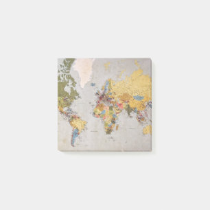 Weltkarte Post-it Klebezettel