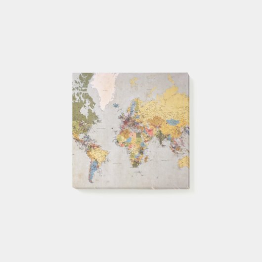 Weltkarte Post-it Klebezettel (Vorderseite)