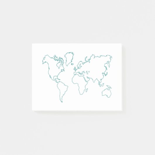 Weltkarte Post-it Klebezettel (Vorderseite)