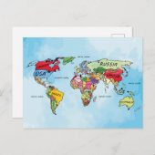 Weltkarte Postkarte (Vorne/Hinten)