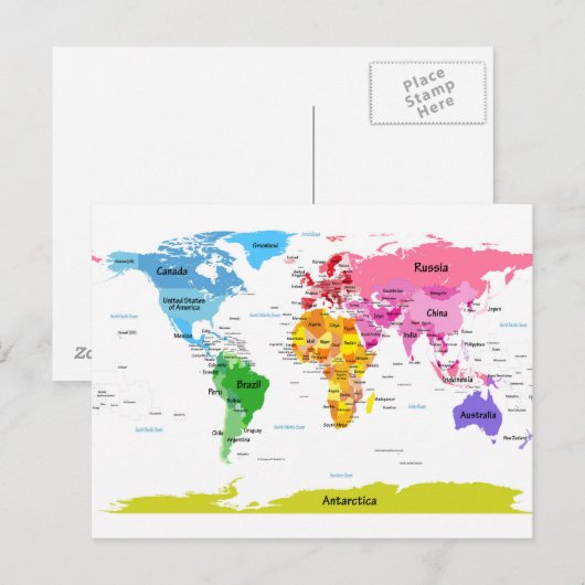 Weltkarte Postkarte (Vorne/Hinten)