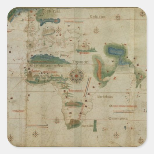 Weltkarte Quadratischer Aufkleber (Vorderseite)