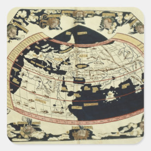 Weltkarte Quadratischer Aufkleber