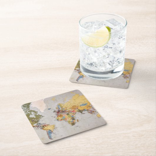 Weltkarte Rechteckiger Pappuntersetzer (Vor Ort)