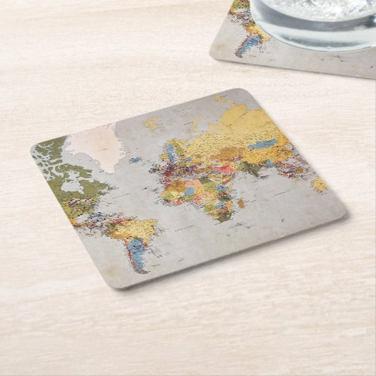 Weltkarte Rechteckiger Pappuntersetzer (angewinkelt)