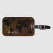 Weltkarte Reisende Unterschrift Brown Gepäckanhänger (Vorderseite (Horizontal))