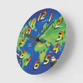 Weltkarte Runde Wanduhr (Winkel)