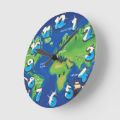 Weltkarte Runde Wanduhr (Winkel)