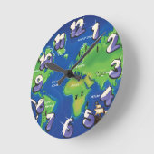 Weltkarte Runde Wanduhr (Winkel)
