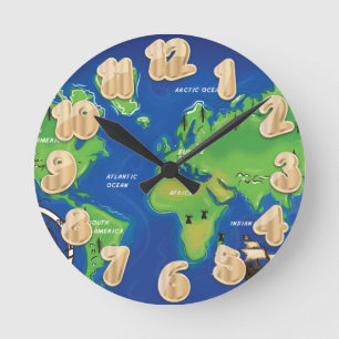Weltkarte Runde Wanduhr