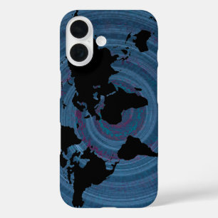 Weltkarte schwarz iPhone 16 hülle