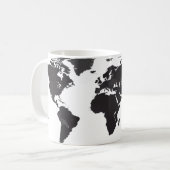 Weltkarte Schwarz/Weiß Kaffeetasse (Vorderseite Links)