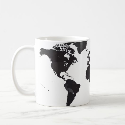 Weltkarte Schwarz/Weiß Kaffeetasse (Links)