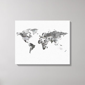 Weltkarte schwarz-weiß Stretched Canvas Print Leinwanddruck