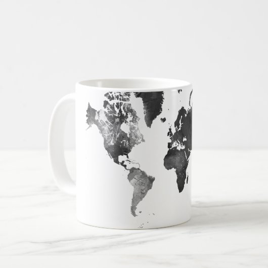 WELTKARTE Schwarzweiss Kaffeetasse (Vorderseite Links)