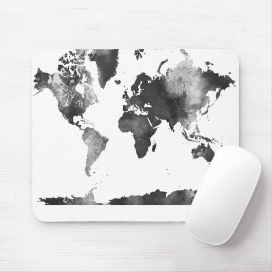 WELTKARTE Schwarzweiss Mousepad (Mit Mouse)