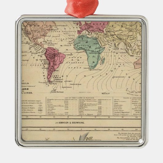 Weltkarte Silbernes Ornament (Vorne)