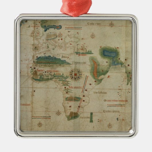 Weltkarte Silbernes Ornament (Vorne)