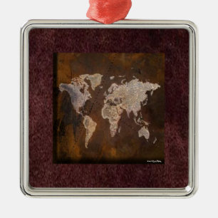Weltkarte Silbernes Ornament