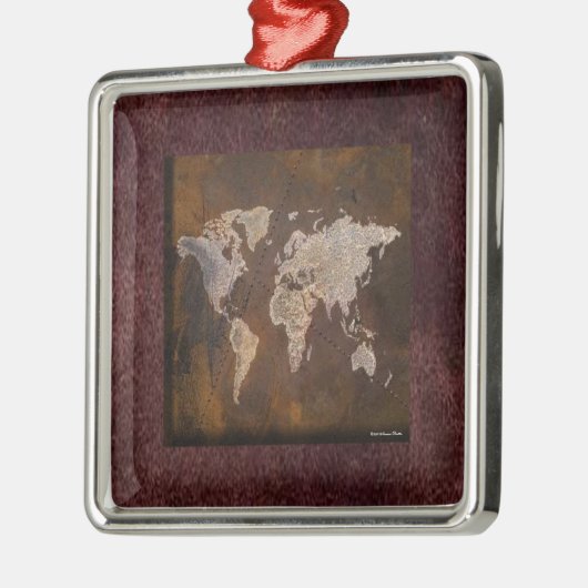 Weltkarte Silbernes Ornament (Links)