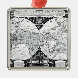 Weltkarte Silbernes Ornament