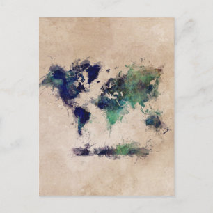 Weltkarte Splash Postkarte