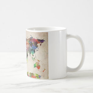 Weltkarte-städtisches Aquarell Kaffeetasse