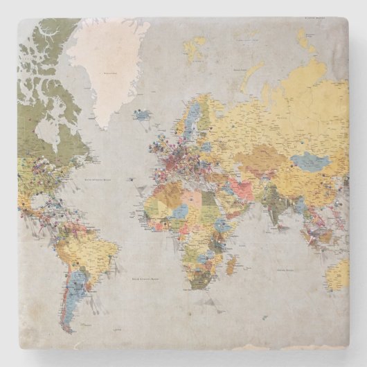 Weltkarte Steinuntersetzer (Vorderseite)