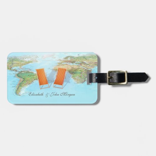 Weltkarte, Stühle Gepäckanhänger (Vorderseite horizontal)