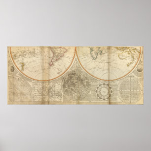 Weltkarte Süd Poster