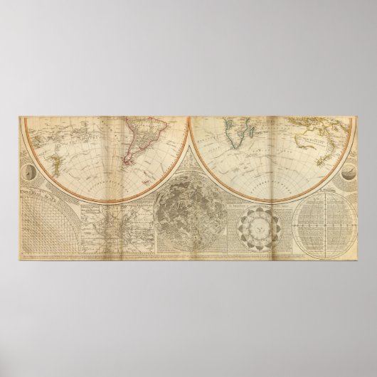 Weltkarte Süd Poster (Vorne)